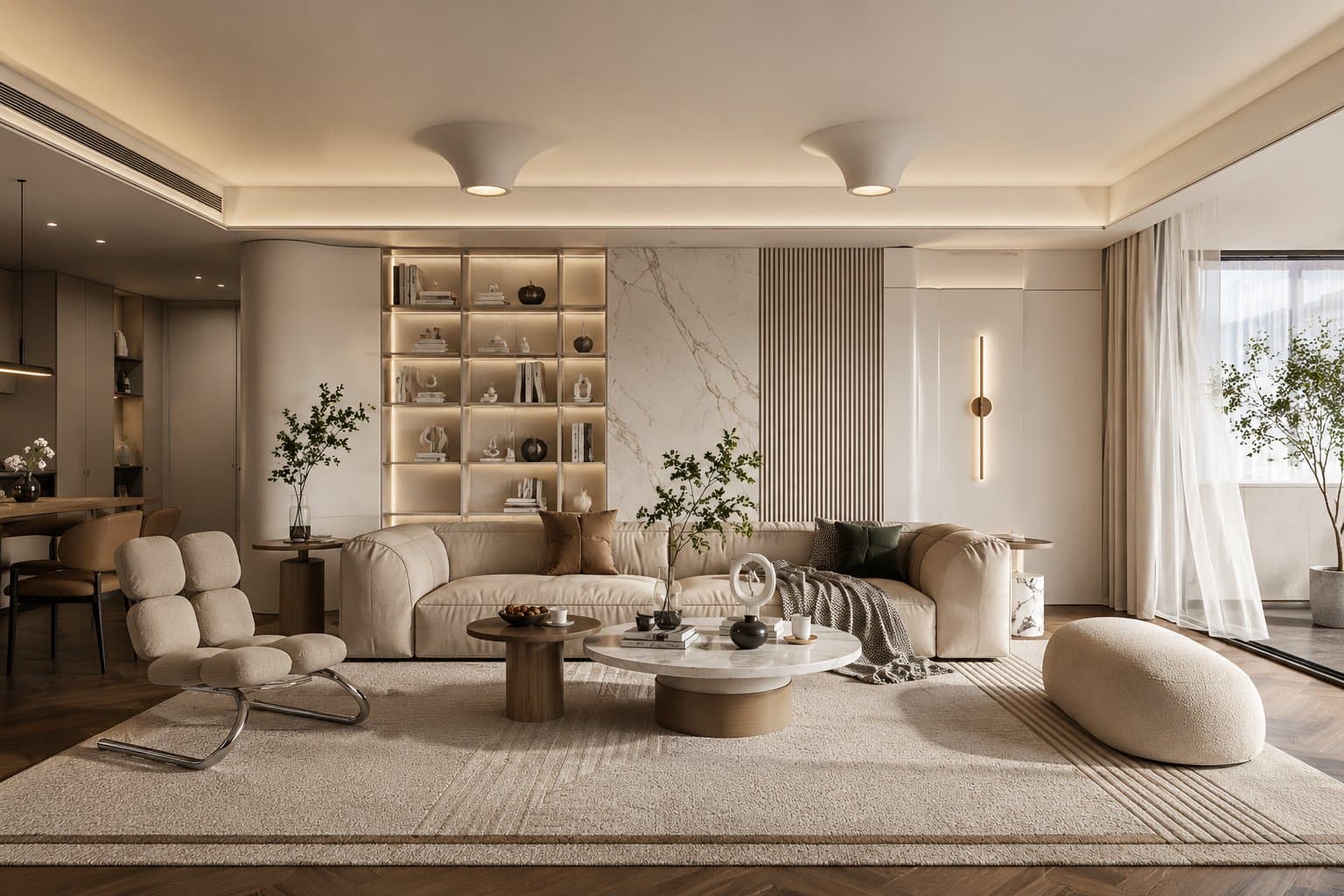 A warm, finished living space by The Timeless Homes